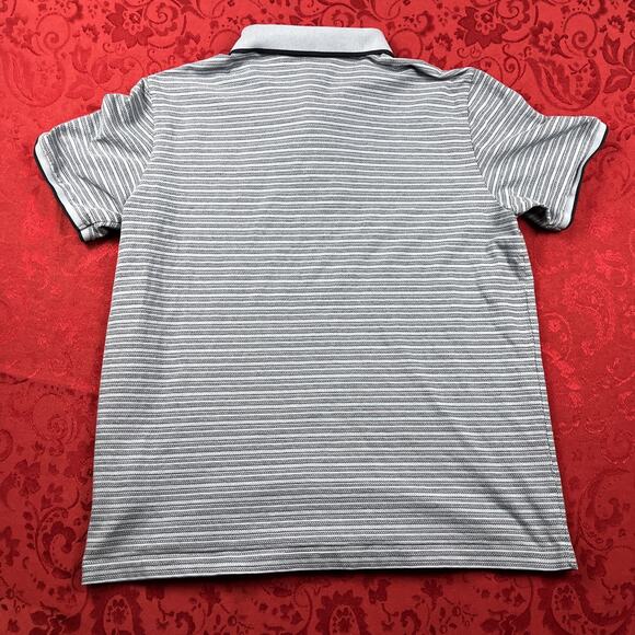 Theory Polo Shirt Mens XL Blue Striped Pima Performance Short Sleeve - Picture 7 of 8